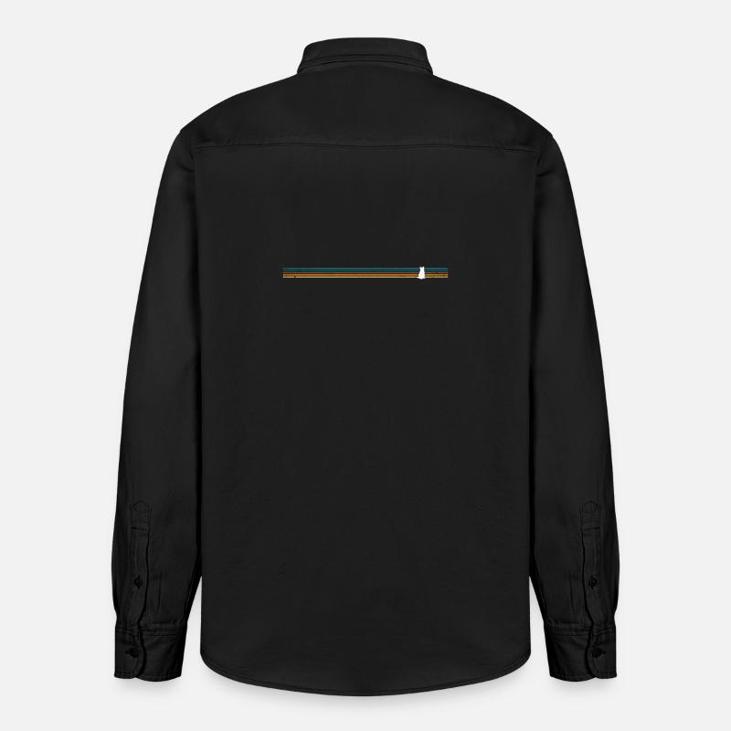 Silhouette de chat rétro rayé - Chemise unisexe coupe décontractée bio Stanley/Stella - noir délavé