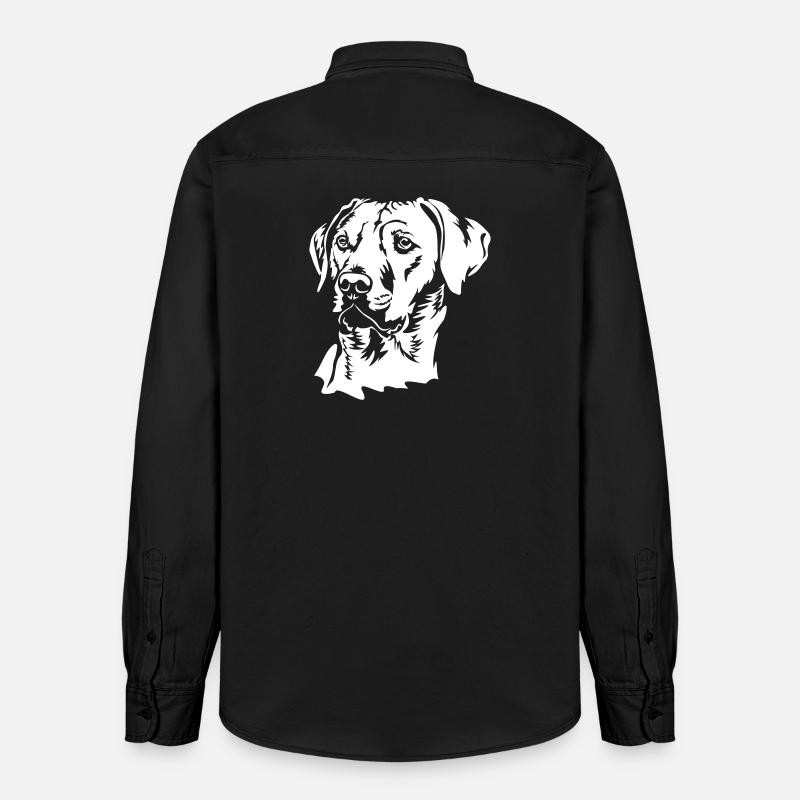 Rhodesian Ridgeback Kopf "Black Edition" - Relaxed Fit Unisex Organic Hemd von Stanley/Stella - washed Black