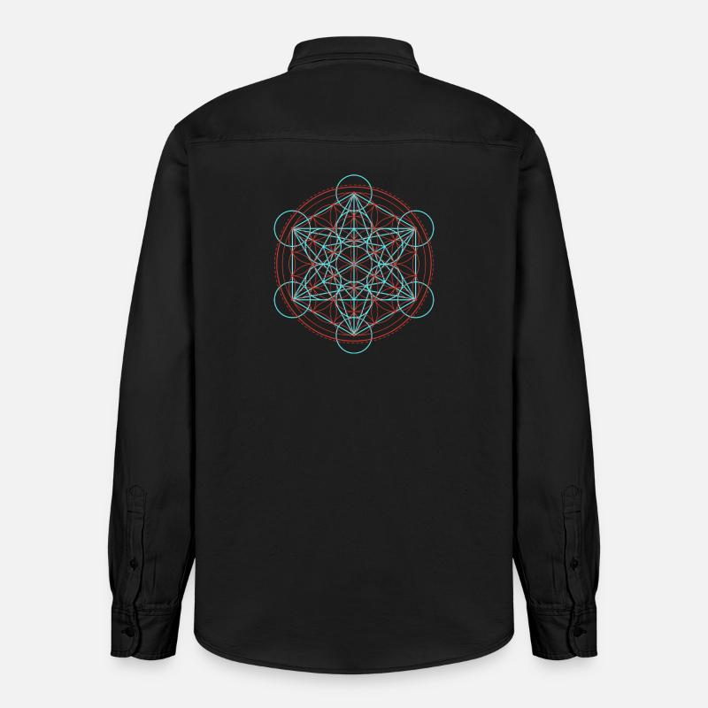 Géométrie vibrante de la fleur de vie - Chemise unisexe coupe décontractée bio Stanley/Stella - noir délavé