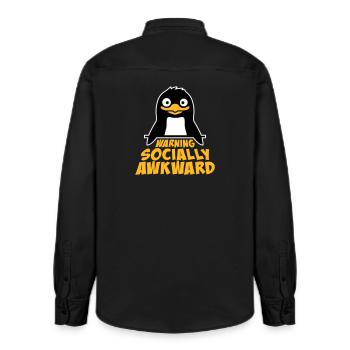 Penguin Warning Socially Awkward Funny Clumsy - Relaxed Fit Unisex Organic Shirt by Stanley/Stella - washed black - Back - AI Model Male 178 light (178cm)