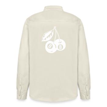 8-Kugel Kirschen Kreativ Minimalistisch - Relaxed Fit Unisex Organic Hemd von Stanley/Stella - Natur - Hinten - AI Model Male 178 light (178cm)