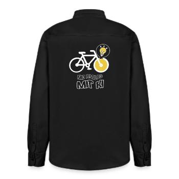 Creative bike with light bulb design - Relaxed Fit Unisex Organic Shirt by Stanley/Stella - washed black - Back - AI Model Male 178 light (178cm)