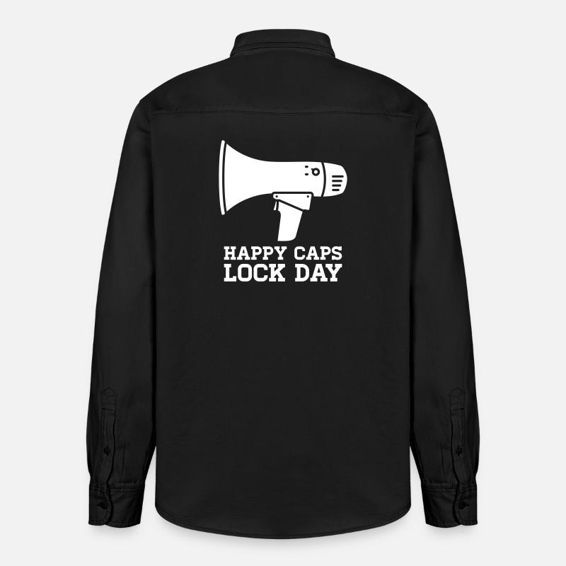 Megafon Happy Caps Lock Day Nerd  - Relaxed Fit Unisex Organic Hemd von Stanley/Stella - washed Black