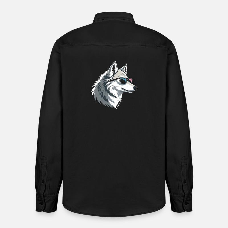 Wolf mit Brille im eisigen Stil - Relaxed Fit Unisex Organic Hemd von Stanley/Stella - washed Black