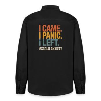 Problème introverti, drôle de freak social - Chemise unisexe coupe décontractée bio Stanley/Stella - noir délavé - Dos - AI Model Male 178 light (178cm)