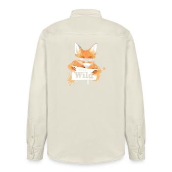 Fox with a message - Relaxed Fit Unisex Organic Shirt by Stanley/Stella - soft Ecru - Back - AI Model Male 178 light (178cm)