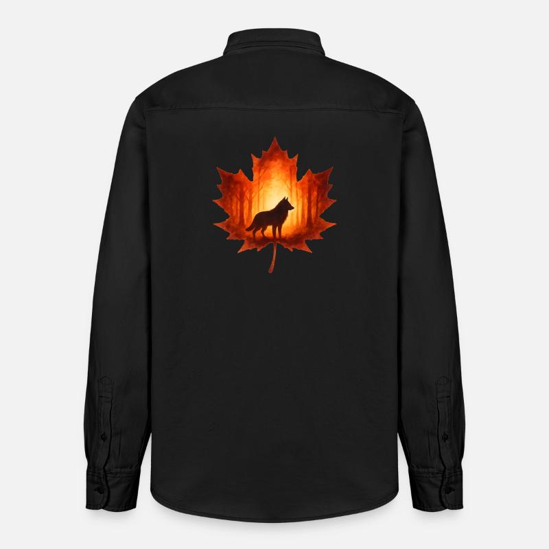 Herbst mit Wolf elegant - Relaxed Fit Unisex Organic Hemd von Stanley/Stella - washed Black