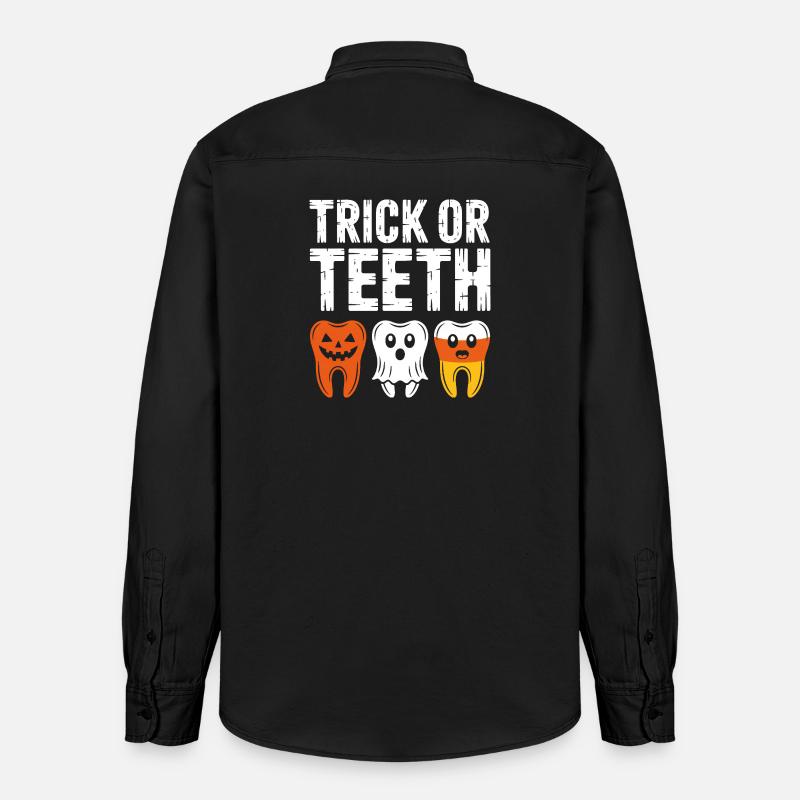 Trick oder Teeth Halloween-T-Shirt - Relaxed Fit Unisex Organic Hemd von Stanley/Stella - washed Black