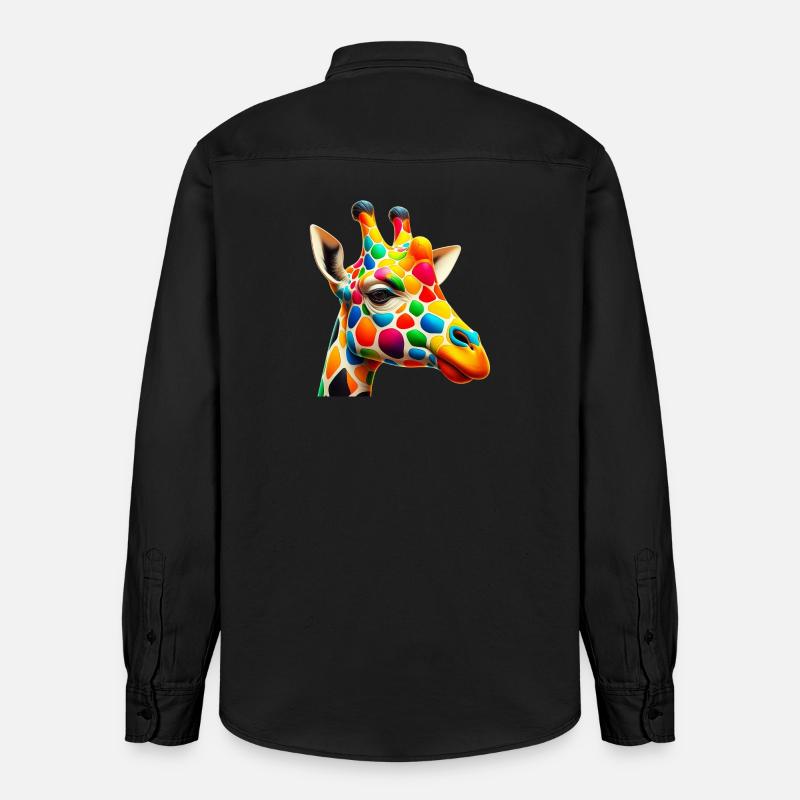 Girafe colorée et peinte comme Arlequin - Chemise unisexe coupe décontractée bio Stanley/Stella - noir délavé
