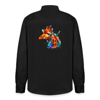 Giraffe - Relaxed Fit Unisex Organic Hemd von Stanley/Stella - washed Black - Hinten - AI Model Male 178 light (178cm)