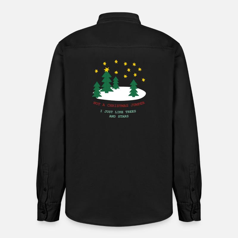 Pas de pull de Noël : sapins et étoiles - Chemise unisexe coupe décontractée bio Stanley/Stella - noir délavé