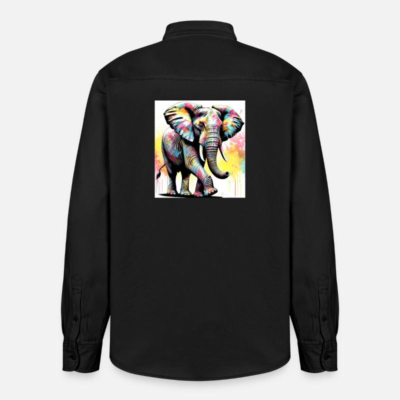 éléphant - Chemise unisexe coupe décontractée bio Stanley/Stella - noir délavé