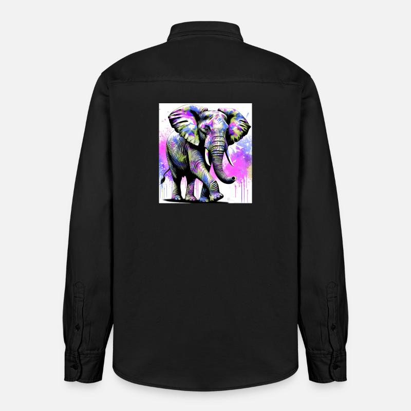 éléphant - Chemise unisexe coupe décontractée bio Stanley/Stella - noir délavé