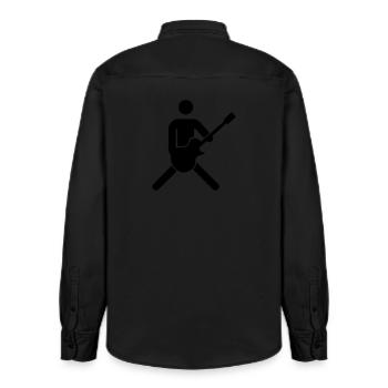 gitarrist bassist - Relaxed Fit Unisex Organic Shirt by Stanley/Stella - washed black - Back - AI Model Male 178 light (178cm)