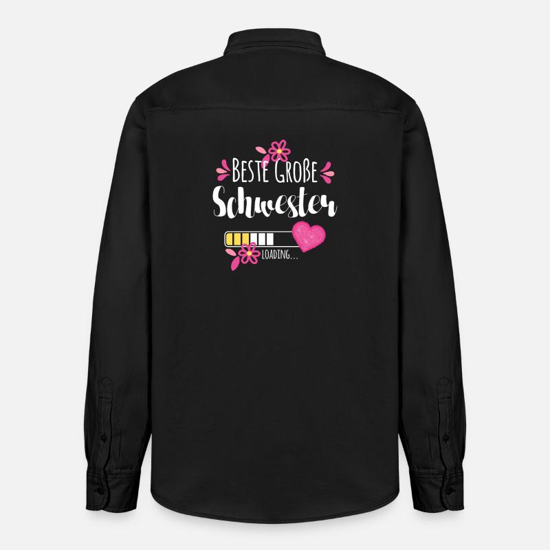 Beste Große Schwester Loading - Relaxed Fit Unisex Organic Hemd von Stanley/Stella - washed Black