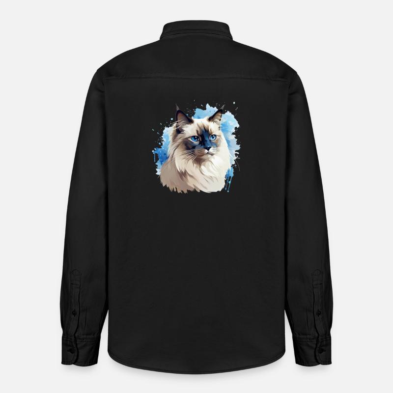 Tête de chat sacré Birman - Chemise unisexe coupe décontractée bio Stanley/Stella - noir délavé