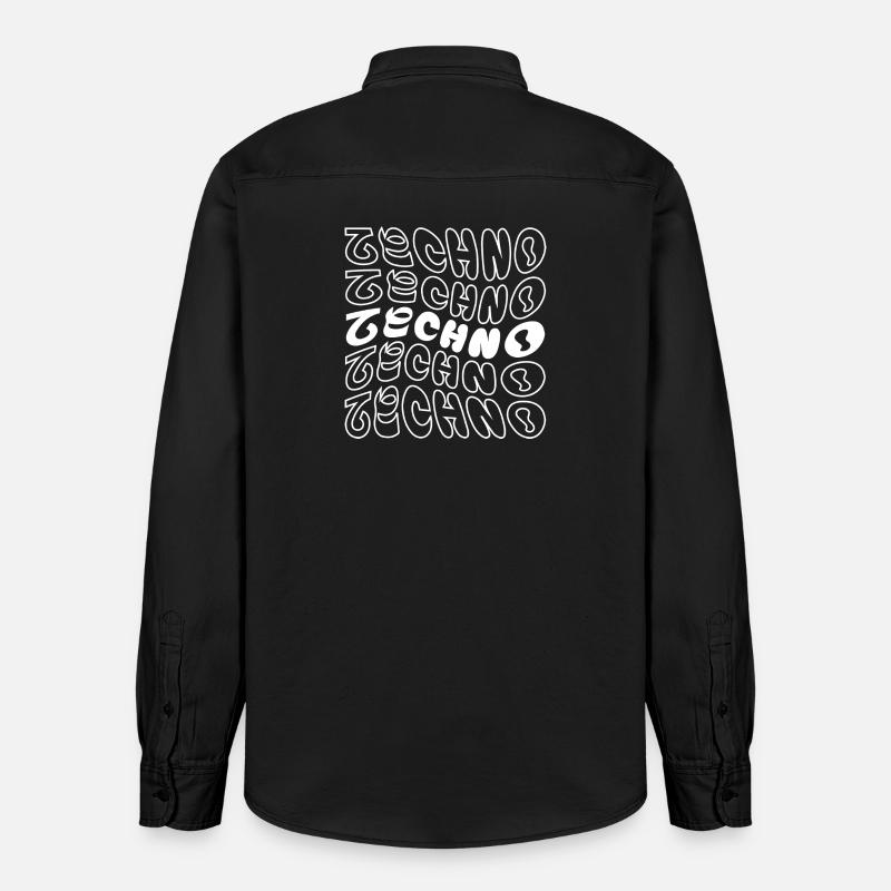 conception de logo géométrique ondulé techno - Chemise unisexe coupe décontractée bio Stanley/Stella - noir délavé