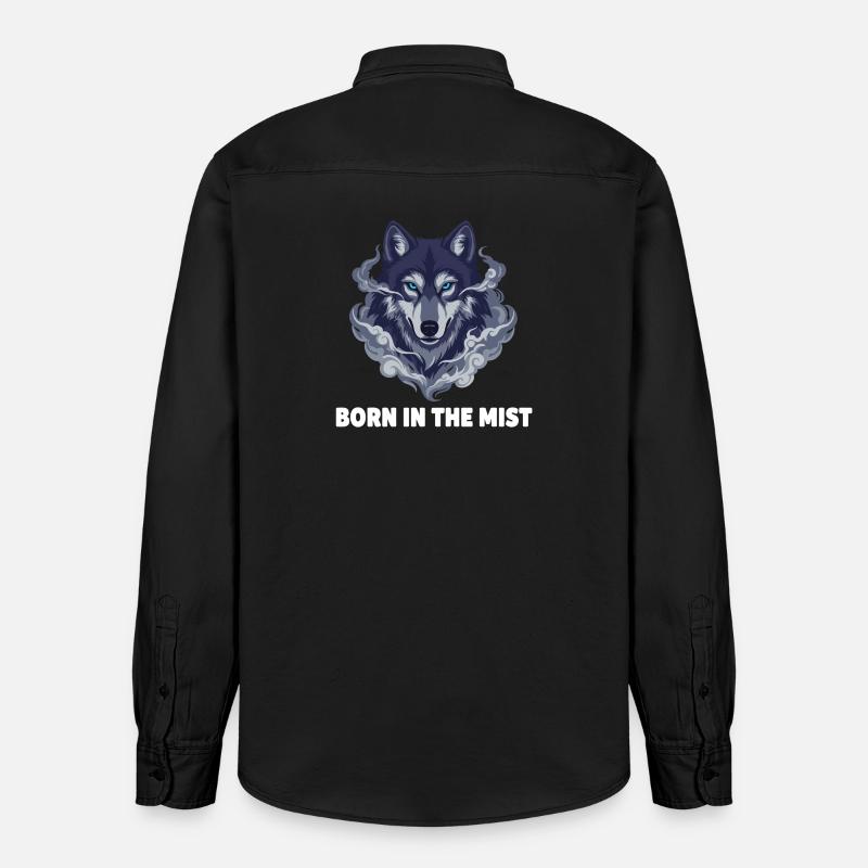 Nebelwolf : Wolfkopf dans la brume - Chemise unisexe coupe décontractée bio Stanley/Stella - noir délavé