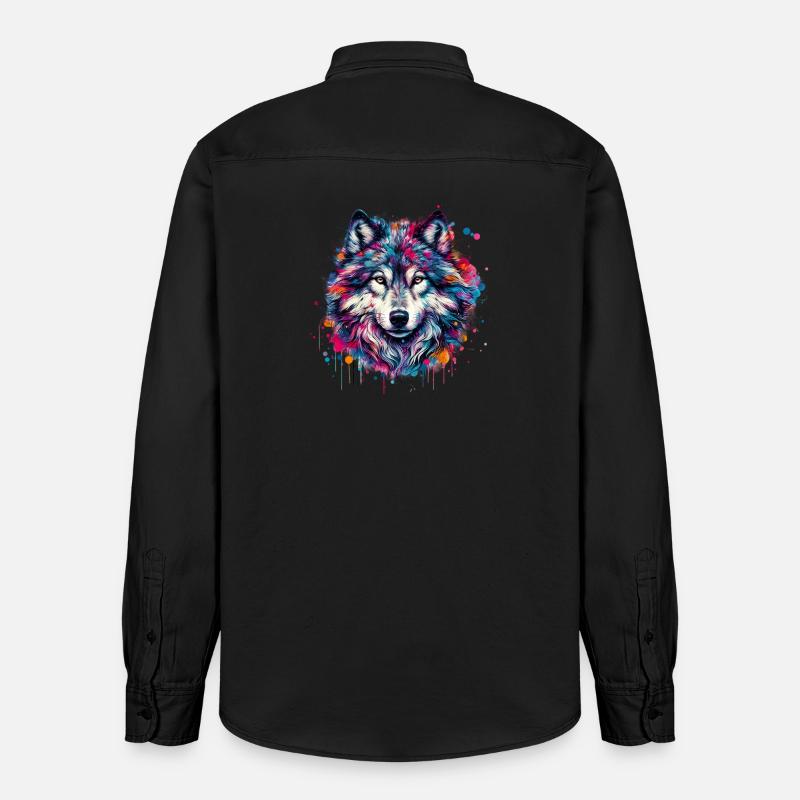 Wolf - Relaxed Fit Unisex Organic Shirt by Stanley/Stella - washed black