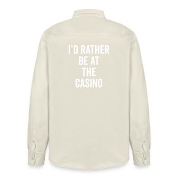 Je préfère être au casino - Chemise unisexe coupe décontractée bio Stanley/Stella - écru doux - Dos - AI Model Male 178 light (178cm)