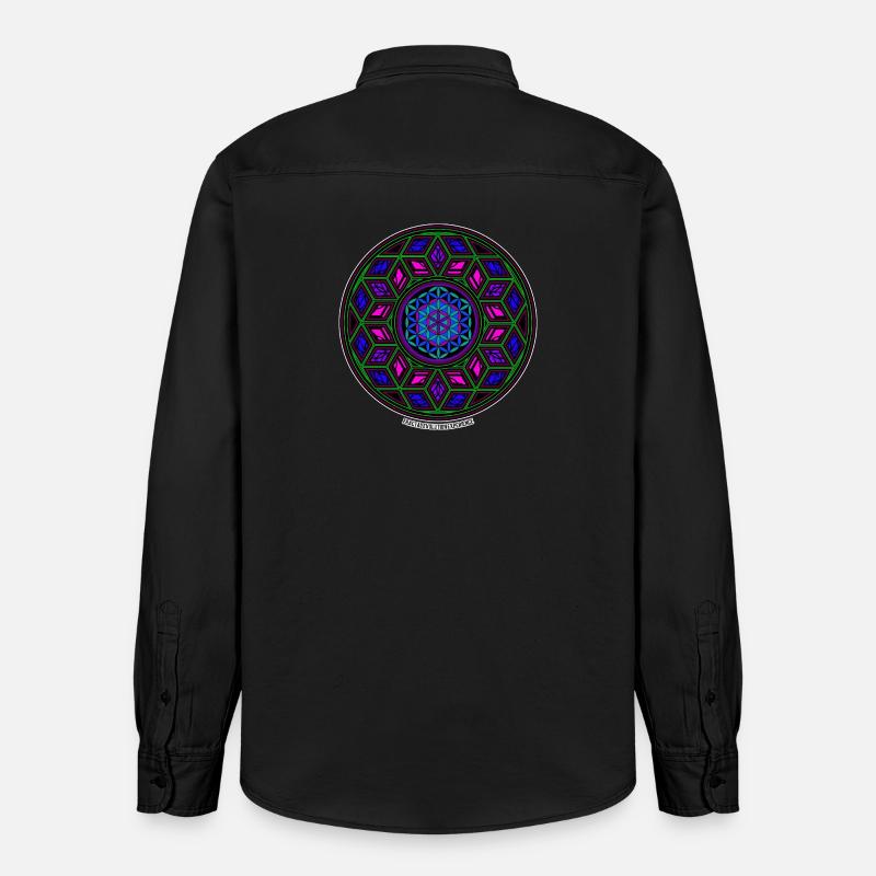 Fractal Evolution Experience Kaleidoskop Mandala - Relaxed Fit Unisex Organic Hemd von Stanley/Stella - washed Black
