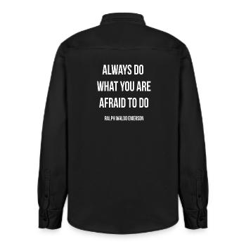 Dare to Do Emerson Quote Tee - Relaxed Fit Unisex Organic Shirt by Stanley/Stella - washed black - Back - AI Model Male 178 light (178cm)