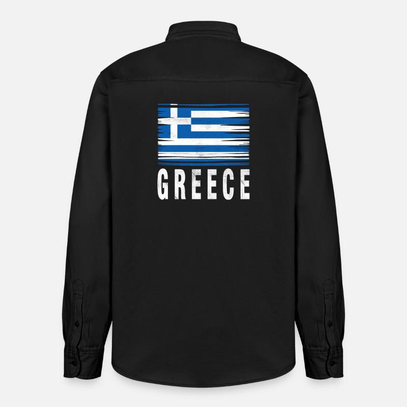 Drapeau au pinceau Grèce - Chemise unisexe coupe décontractée bio Stanley/Stella - noir délavé