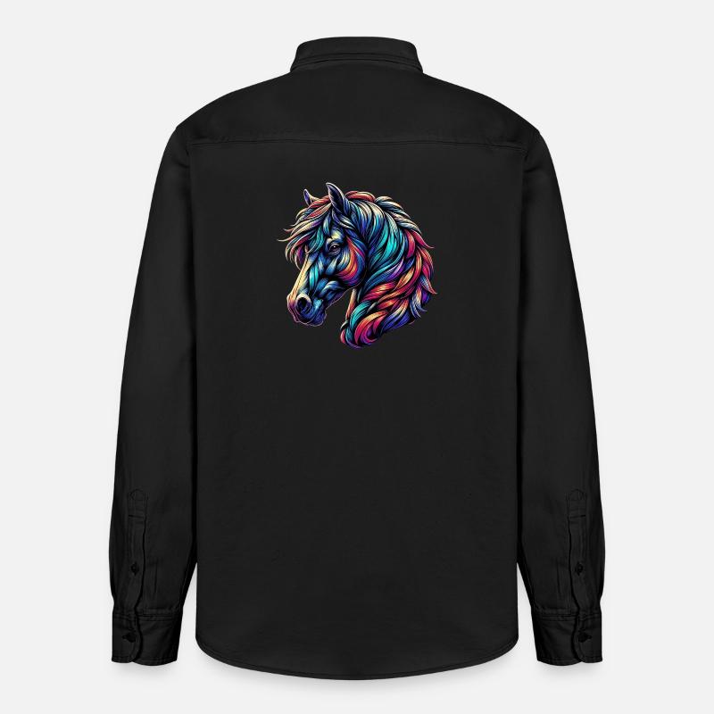 Cheval - Chemise unisexe coupe décontractée bio Stanley/Stella - noir délavé