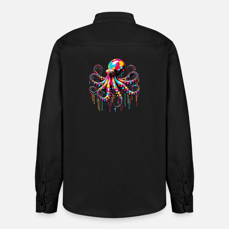 Octopus - Relaxed Fit Unisex Organic Shirt by Stanley/Stella - washed black