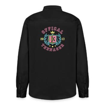 13e anniversaire - Cadeau officiel pour adolescents - Chemise unisexe coupe décontractée bio Stanley/Stella - noir délavé - Dos - AI Model Male 178 light (178cm)
