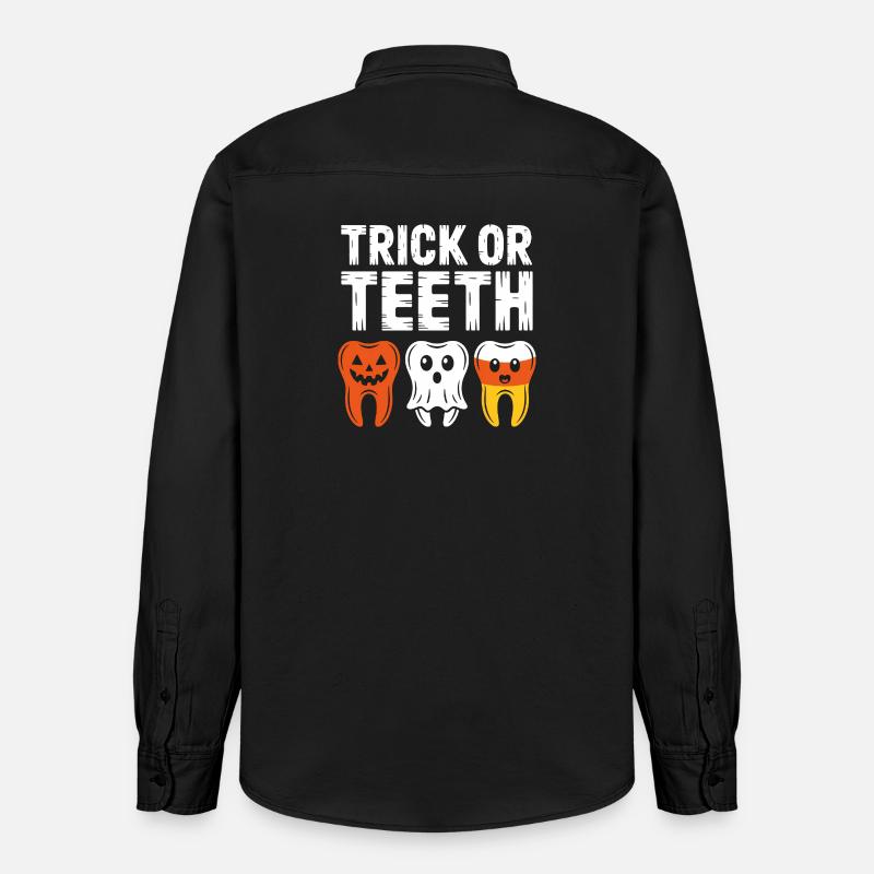Trick oder Teeth Halloween-Trio - Relaxed Fit Unisex Organic Hemd von Stanley/Stella - washed Black