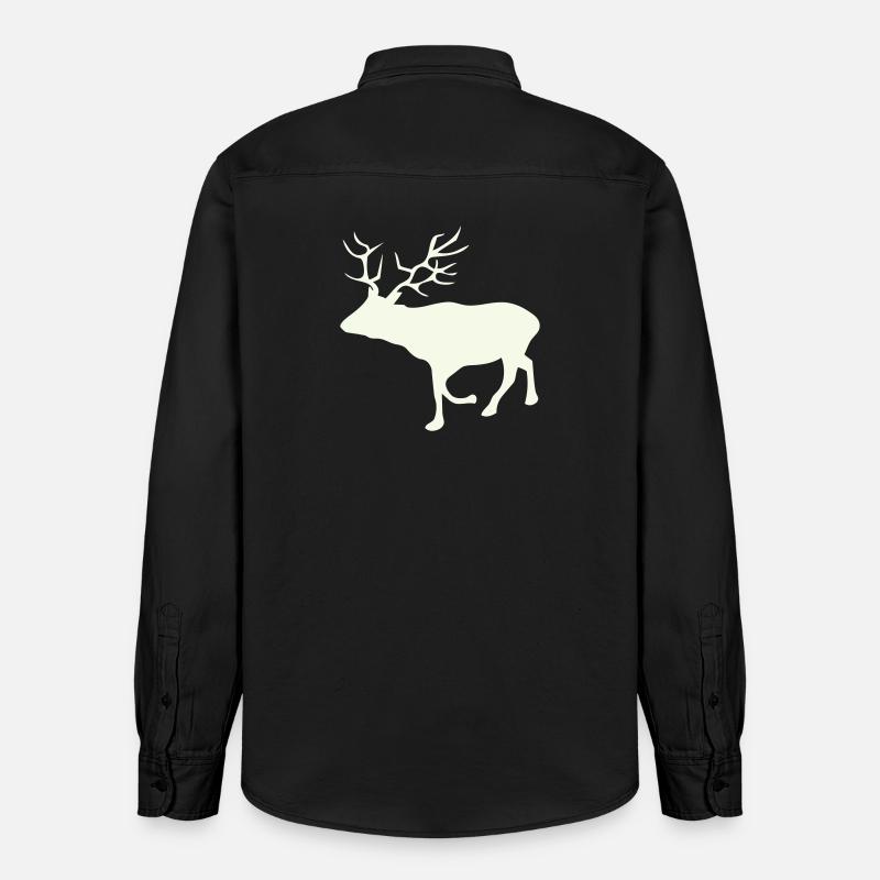 Cerf, chevreuil, cerf - Chemise unisexe coupe décontractée bio Stanley/Stella - noir délavé