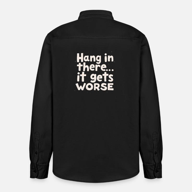 Restez à l’écoute, ça empire - Chemise unisexe coupe décontractée bio Stanley/Stella - noir délavé