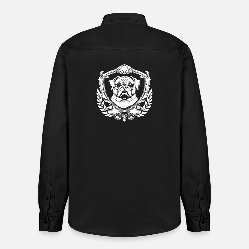 Blason de bouledogue avec laurier - Chemise unisexe coupe décontractée bio Stanley/Stella - noir délavé