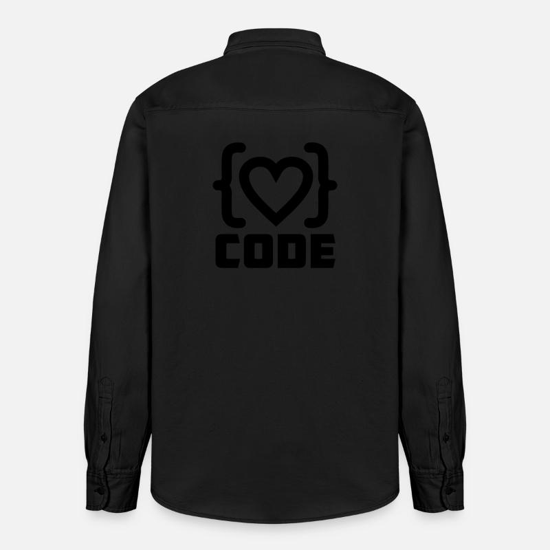 Herzprogrammierer Code Logo mit Text CODE - Relaxed Fit Unisex Organic Hemd von Stanley/Stella - washed Black