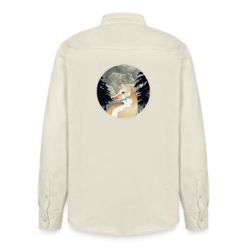 Fuchs Patch im Vintage Stil von Hand gezeichnet - Relaxed Fit Unisex Organic Hemd von Stanley/Stella - Natur - Hinten - AI Model Male 178 light (178cm)
