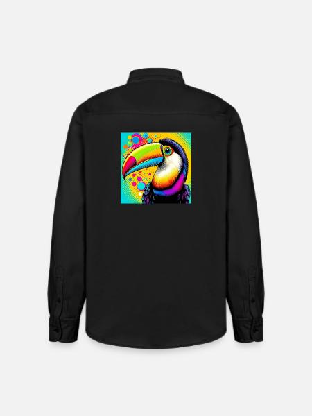 Toucan Pop Art - Relaxed Fit Unisex Organic Shirt by Stanley/Stella - washed black