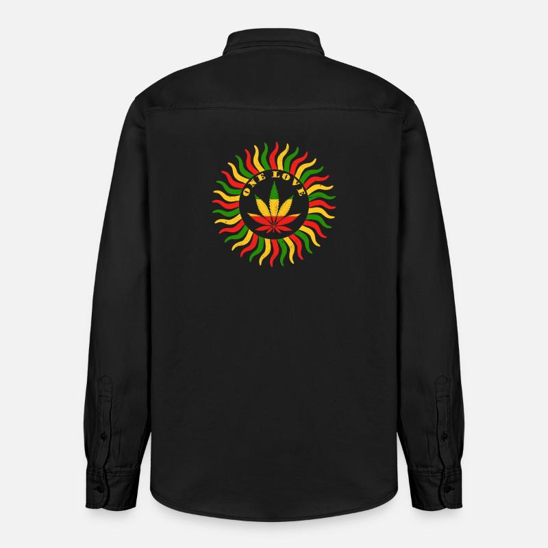 Lebendiges Emblem der Cannabis-Liebe - Relaxed Fit Unisex Organic Hemd von Stanley/Stella - washed Black