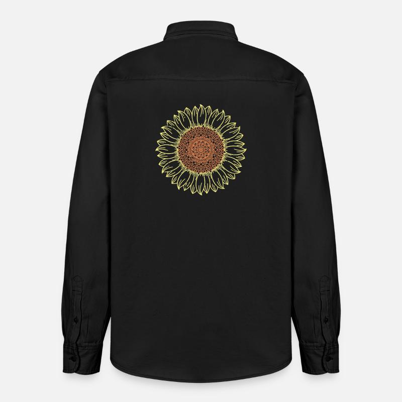 Conception complexe de mandala tournesol - Chemise unisexe coupe décontractée bio Stanley/Stella - noir délavé
