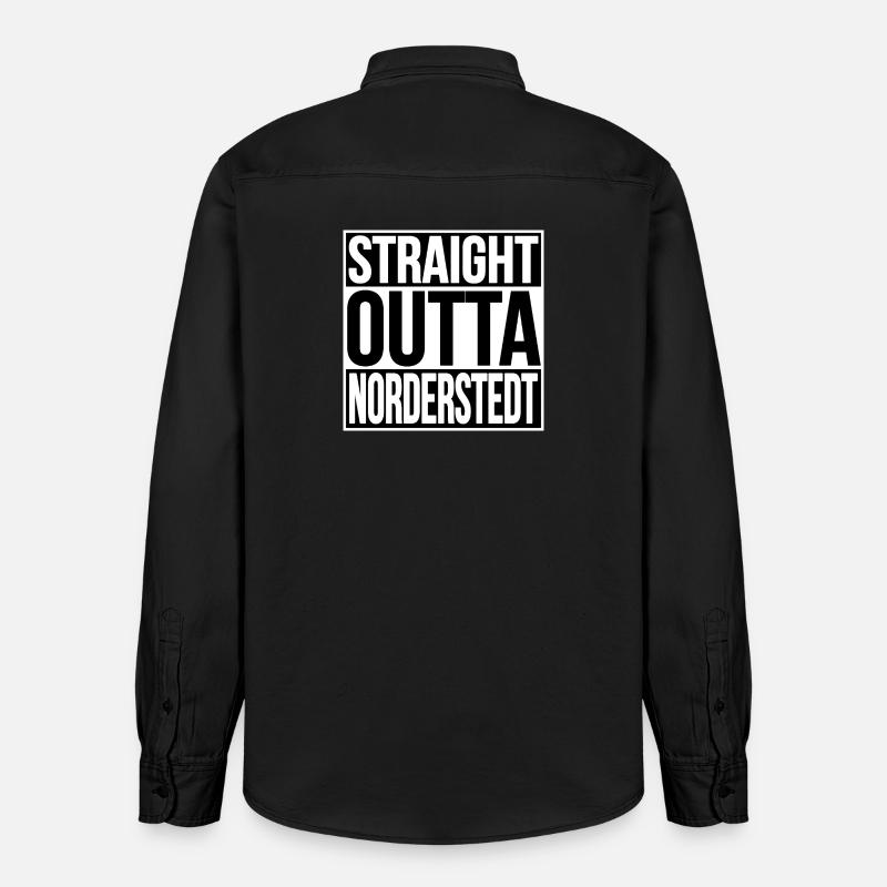 Straight Outta Norderstedt - Chemise unisexe coupe décontractée bio Stanley/Stella - noir délavé