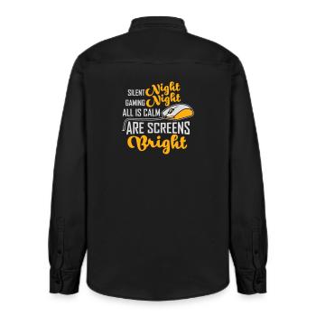 Silent Night Gaming Night All Calm Screens Bright - Relaxed Fit Unisex Organic Shirt by Stanley/Stella - washed black - Back - AI Model Male 178 light (178cm)