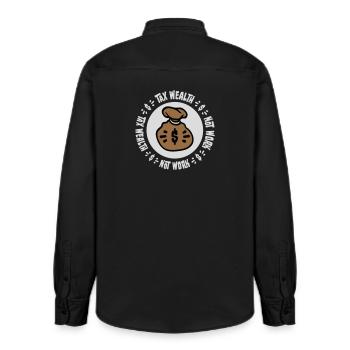 Tax Wealth Not Work Progressive Politics Economy - Relaxed Fit Unisex Organic Shirt by Stanley/Stella - washed black - Back - AI Model Male 178 light (178cm)