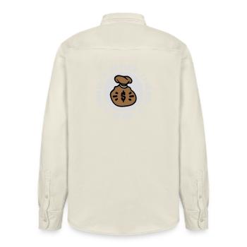 Tax Wealth Not Work Progressive Politics Economy - Relaxed Fit Unisex Organic Shirt by Stanley/Stella - soft Ecru - Back - AI Model Male 178 light (178cm)