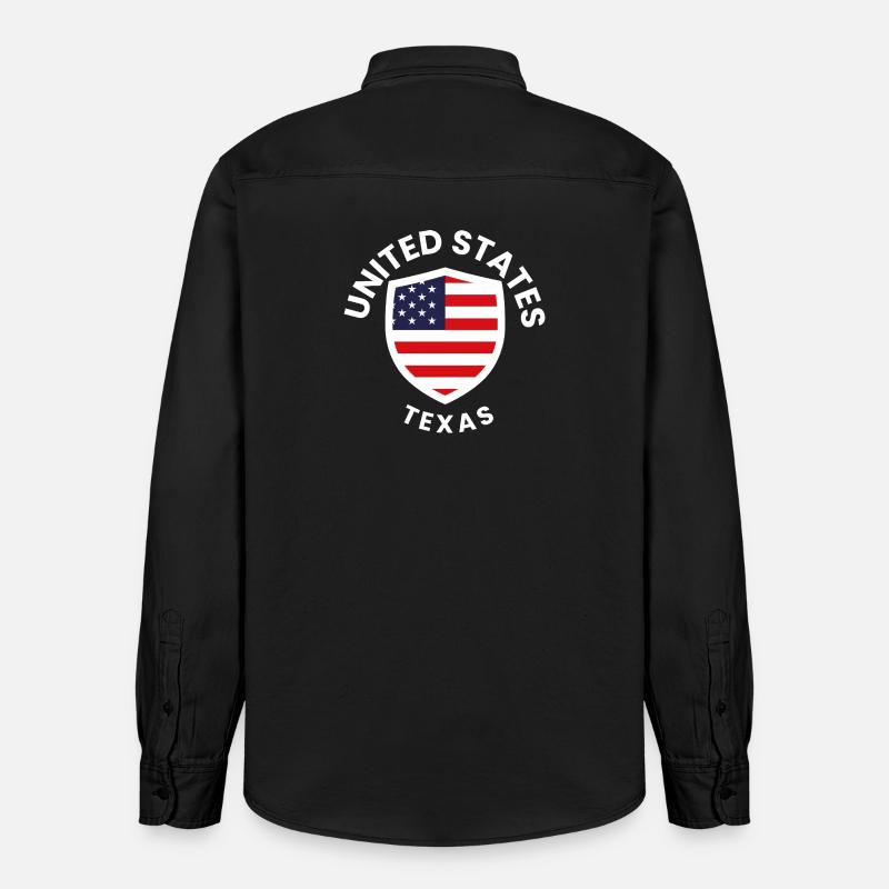 Emblème USA Texas avec bouclier - Chemise unisexe coupe décontractée bio Stanley/Stella - noir délavé