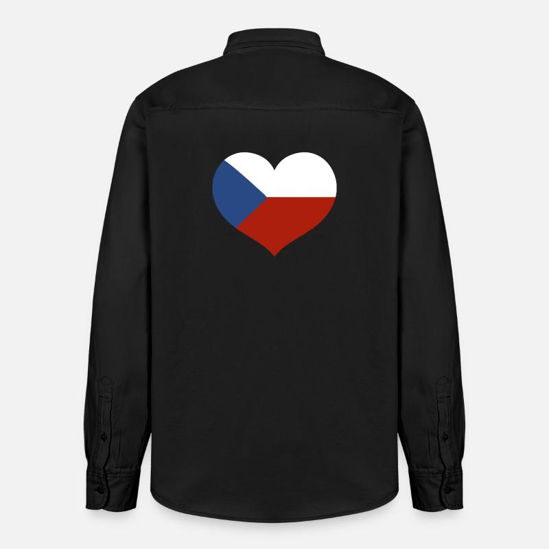 Drapeau du cœur tchèque - Chemise unisexe coupe décontractée bio Stanley/Stella - noir délavé