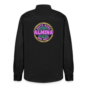 Beste Mama der Welt Allmina - Relaxed Fit Unisex Organic Hemd von Stanley/Stella - washed Black - Hinten - AI Model Male 178 light (178cm)