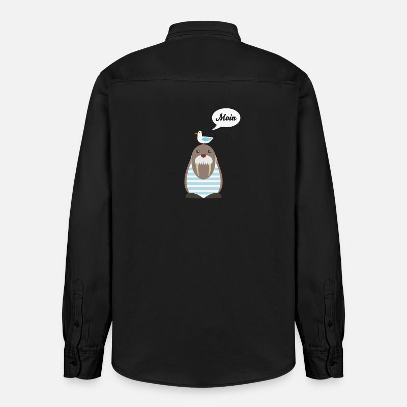Moin, lion de mer, mouette - Chemise unisexe coupe décontractée bio Stanley/Stella - noir délavé
