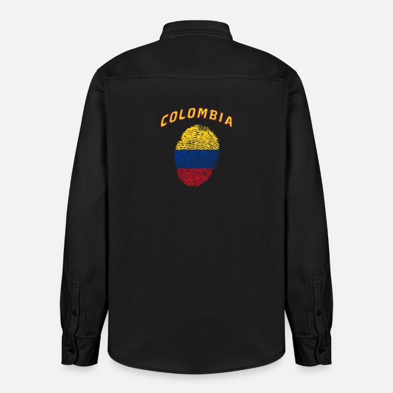 Colombie Empreinte digitale / Cadeau drapeau - Chemise unisexe coupe décontractée bio Stanley/Stella - noir délavé