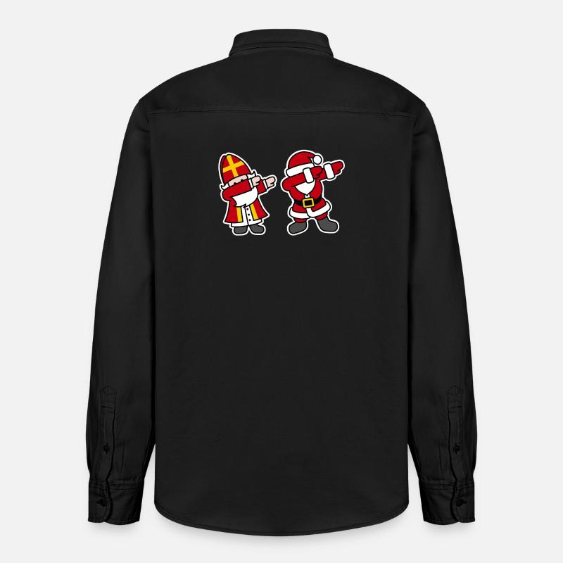 Sinterklaas en Kerstman dab dabbing - Chemise unisexe coupe décontractée bio Stanley/Stella - noir délavé