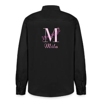 MILA Name Shirt Floral Letter Women - Relaxed Fit Unisex Organic Shirt by Stanley/Stella - washed black - Back - AI Model Male 178 light (178cm)